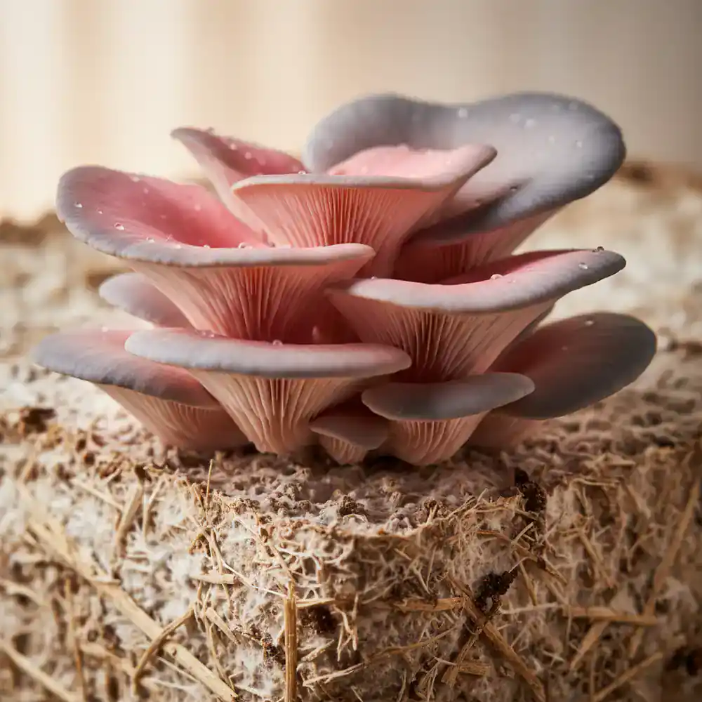 Close-up of oyster mushroom caps